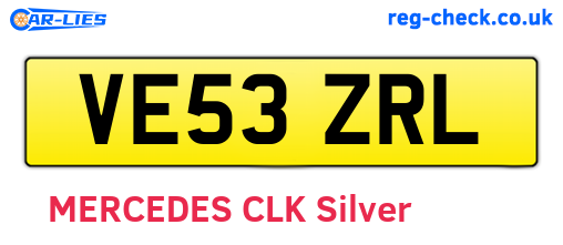 VE53ZRL are the vehicle registration plates.