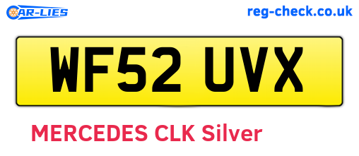 WF52UVX are the vehicle registration plates.
