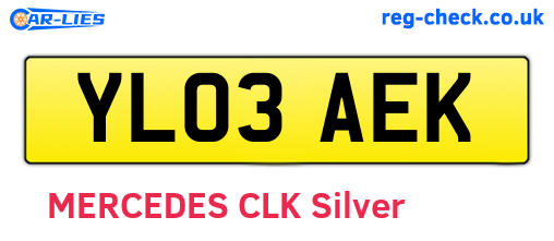 YL03AEK are the vehicle registration plates.