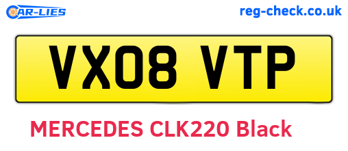 VX08VTP are the vehicle registration plates.