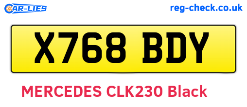 X768BDY are the vehicle registration plates.