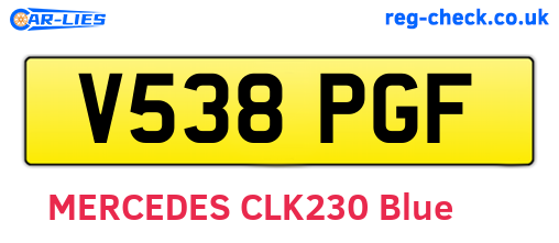 V538PGF are the vehicle registration plates.