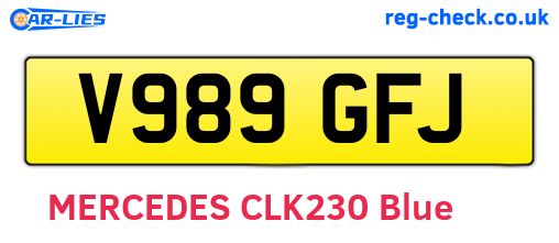 V989GFJ are the vehicle registration plates.
