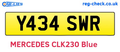 Y434SWR are the vehicle registration plates.