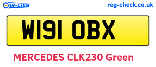 W191OBX are the vehicle registration plates.