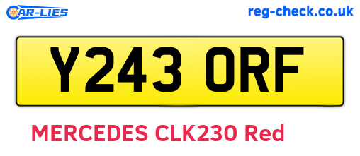 Y243ORF are the vehicle registration plates.