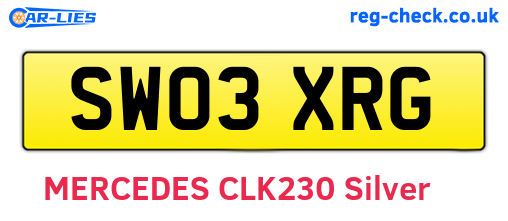 SW03XRG are the vehicle registration plates.