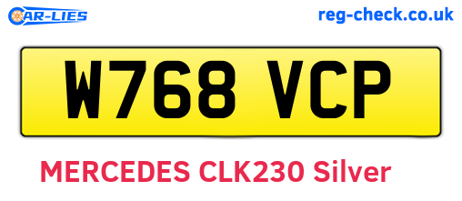 W768VCP are the vehicle registration plates.