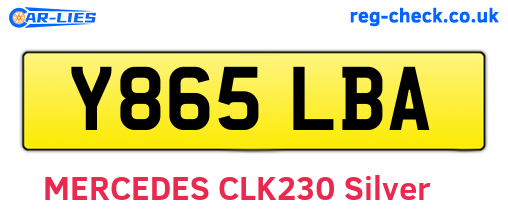 Y865LBA are the vehicle registration plates.