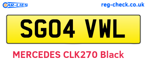 SG04VWL are the vehicle registration plates.