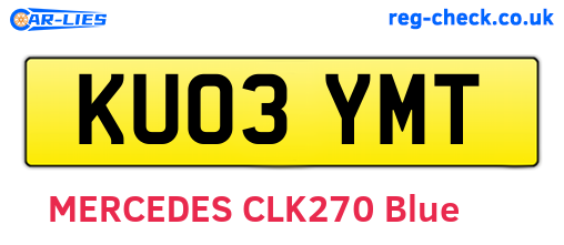 KU03YMT are the vehicle registration plates.