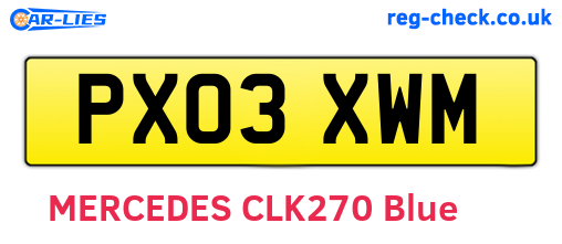 PX03XWM are the vehicle registration plates.