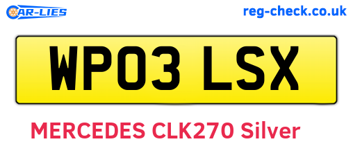 WP03LSX are the vehicle registration plates.