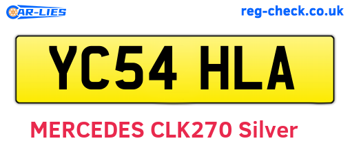 YC54HLA are the vehicle registration plates.