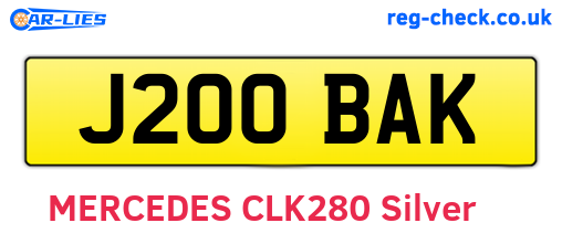 J200BAK are the vehicle registration plates.