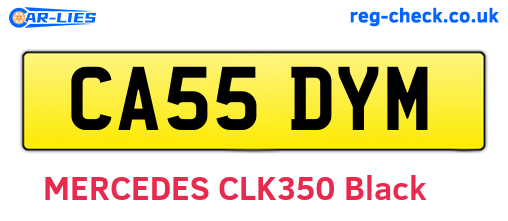CA55DYM are the vehicle registration plates.