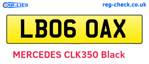 LB06OAX are the vehicle registration plates.
