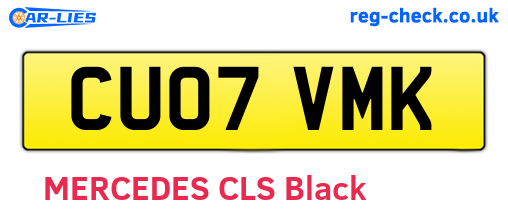 CU07VMK are the vehicle registration plates.