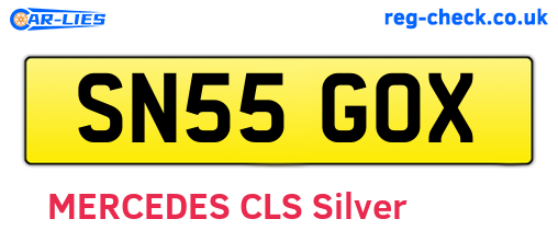 SN55GOX are the vehicle registration plates.