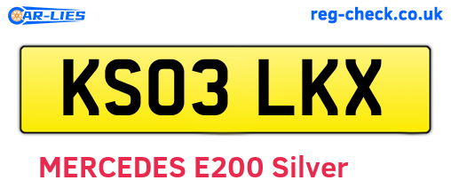 KS03LKX are the vehicle registration plates.