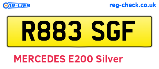 R883SGF are the vehicle registration plates.