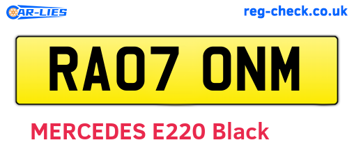 RA07ONM are the vehicle registration plates.
