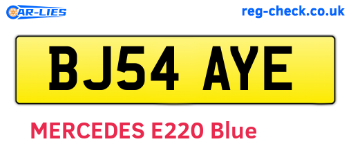 BJ54AYE are the vehicle registration plates.
