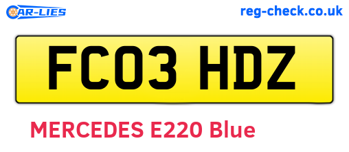 FC03HDZ are the vehicle registration plates.