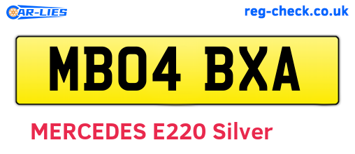 MB04BXA are the vehicle registration plates.