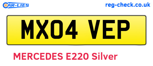 MX04VEP are the vehicle registration plates.