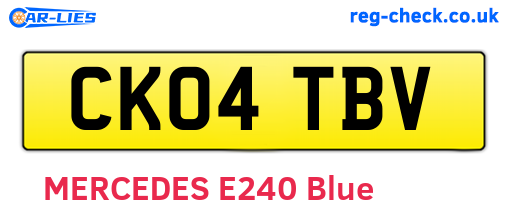 CK04TBV are the vehicle registration plates.