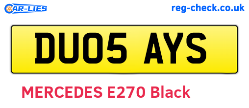 DU05AYS are the vehicle registration plates.