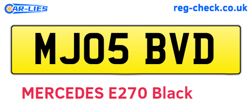 MJ05BVD are the vehicle registration plates.