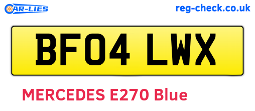 BF04LWX are the vehicle registration plates.