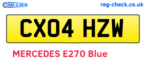 CX04HZW are the vehicle registration plates.