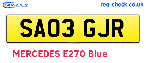 SA03GJR are the vehicle registration plates.