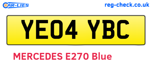 YE04YBC are the vehicle registration plates.