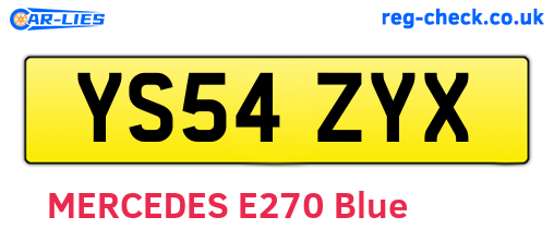 YS54ZYX are the vehicle registration plates.