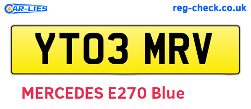 YT03MRV are the vehicle registration plates.