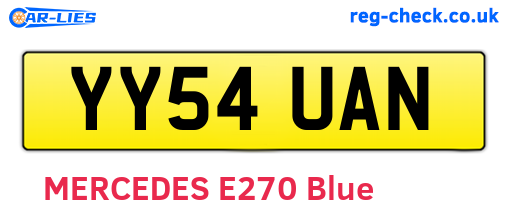 YY54UAN are the vehicle registration plates.