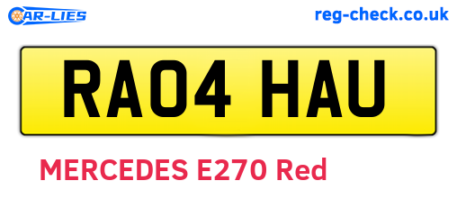 RA04HAU are the vehicle registration plates.