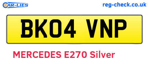 BK04VNP are the vehicle registration plates.