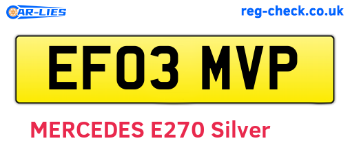 EF03MVP are the vehicle registration plates.