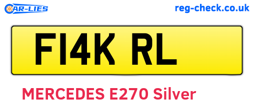 F14KRL are the vehicle registration plates.