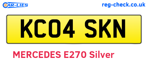 KC04SKN are the vehicle registration plates.