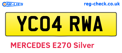 YC04RWA are the vehicle registration plates.