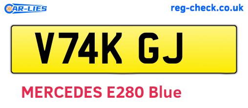 V74KGJ are the vehicle registration plates.