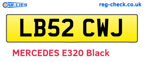 LB52CWJ are the vehicle registration plates.