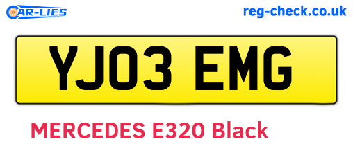 YJ03EMG are the vehicle registration plates.