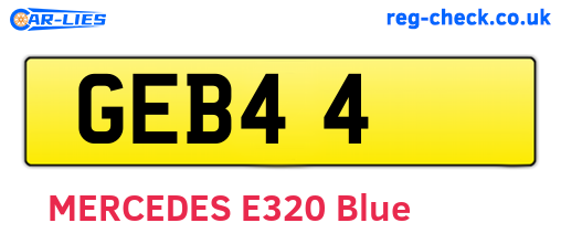 GEB44 are the vehicle registration plates.